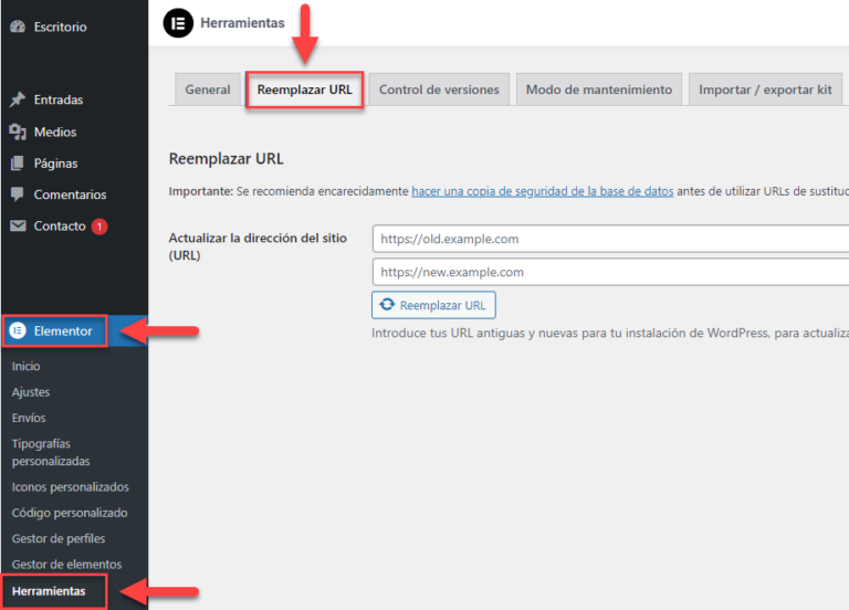 El cambio de URL interrumpe el funcionamiento de Elementor - HIT